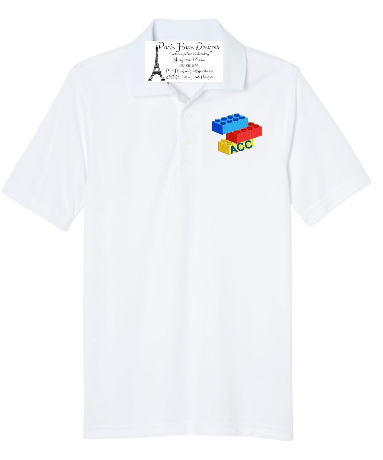 Boys Building Blocks Monogram Polo Design