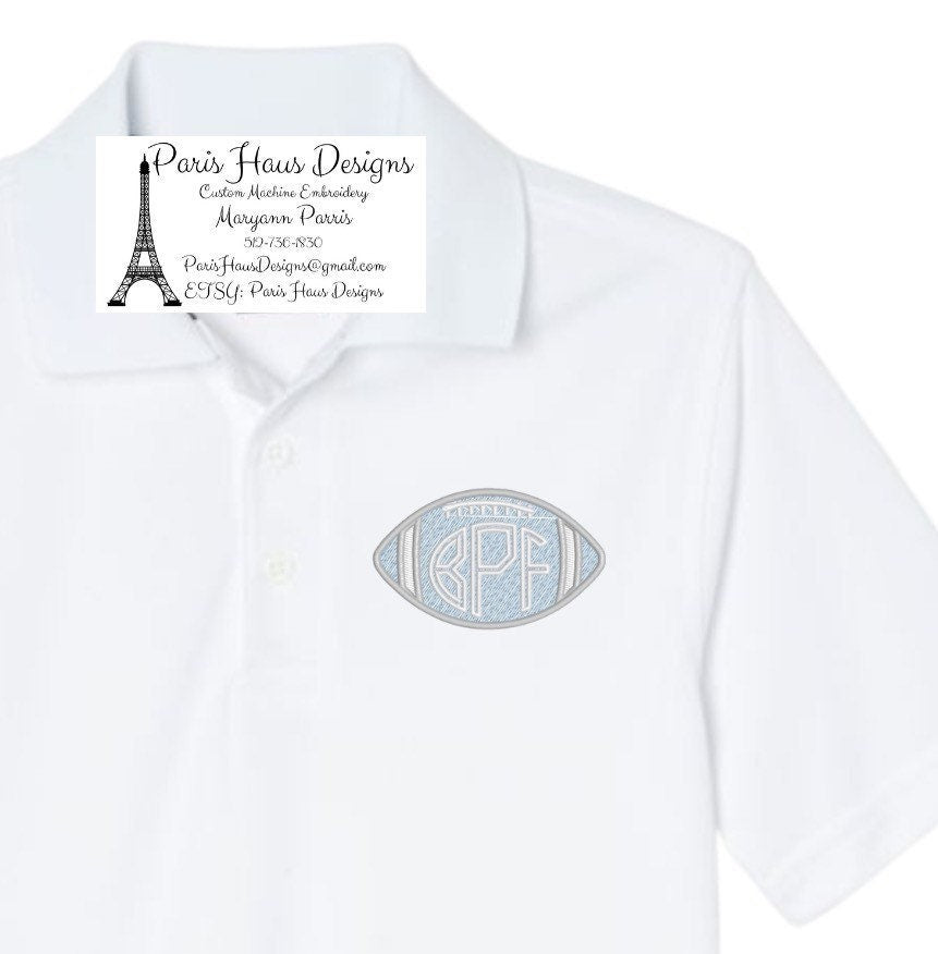 Boys Football Monogram Polo Design