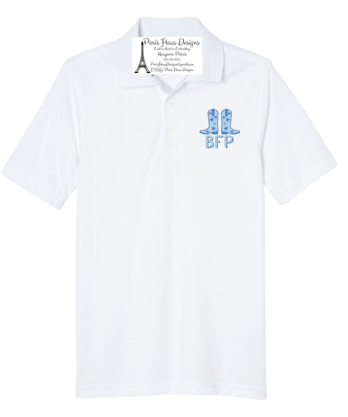 Boys Cowboy Boot Monogram Polo Design