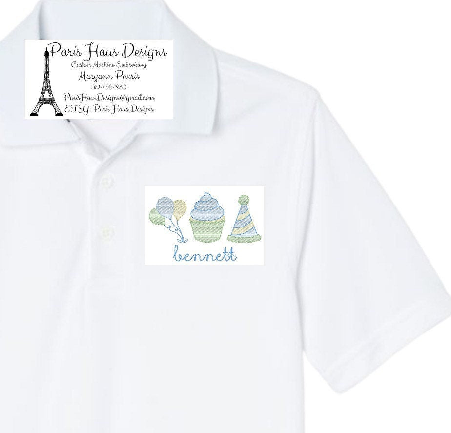 Boys Birthday Monogram Polo Design