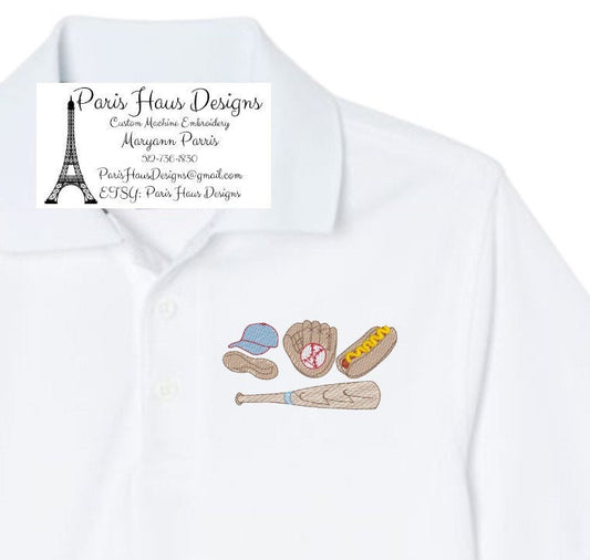 Boys Baseball Monogram Polo Design