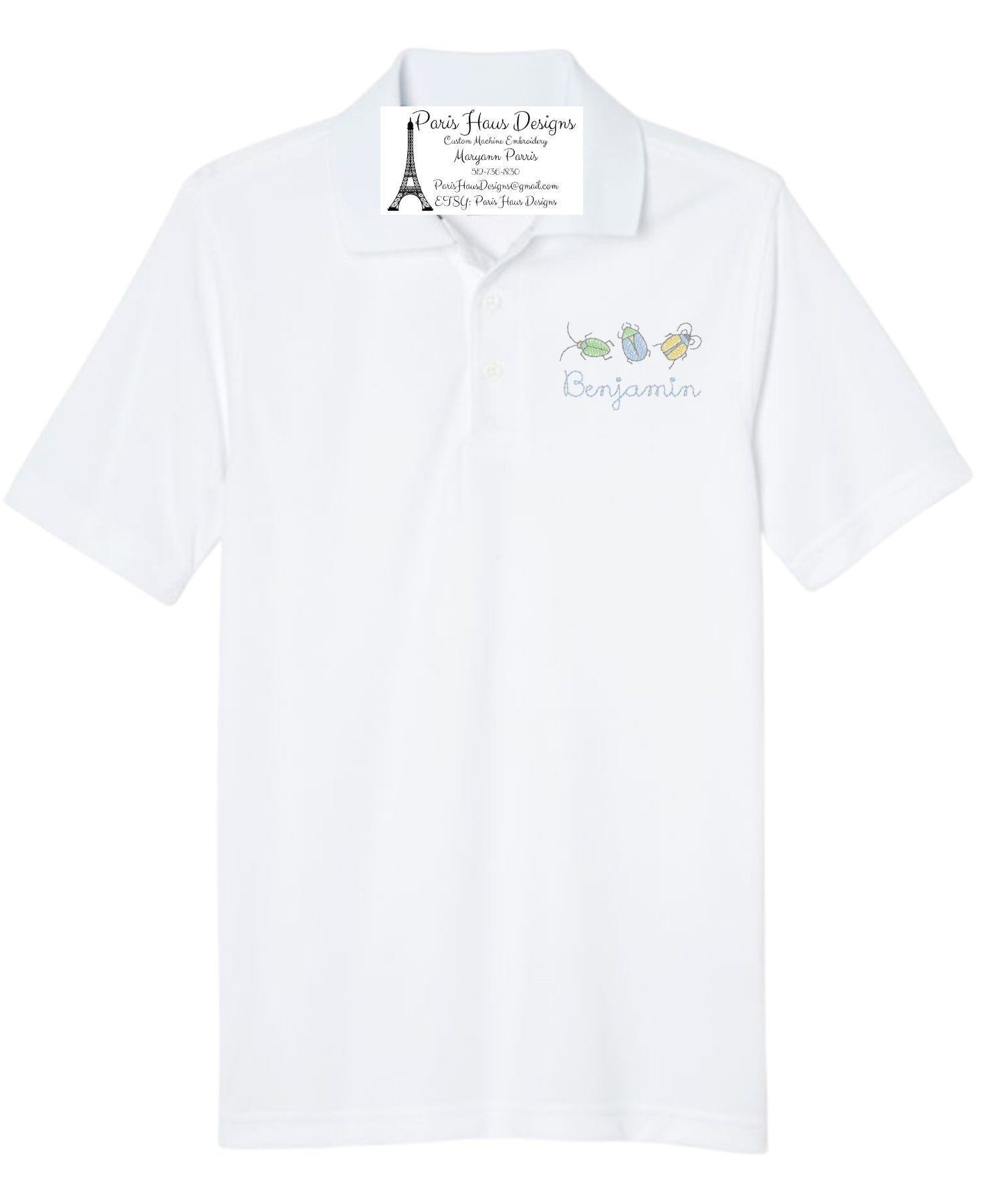 Boys Bug Monogram Polo Design