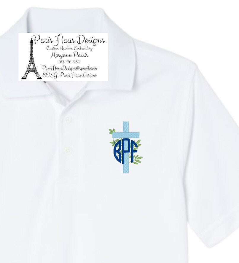 Boys Cross and Monogram Polo Design