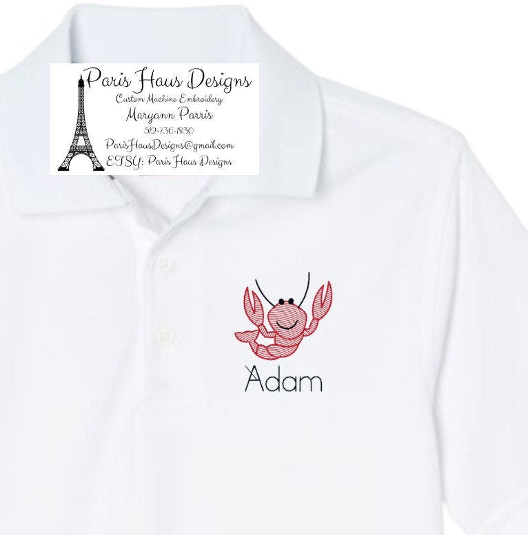 Boys Crawfish Monogram Polo Design